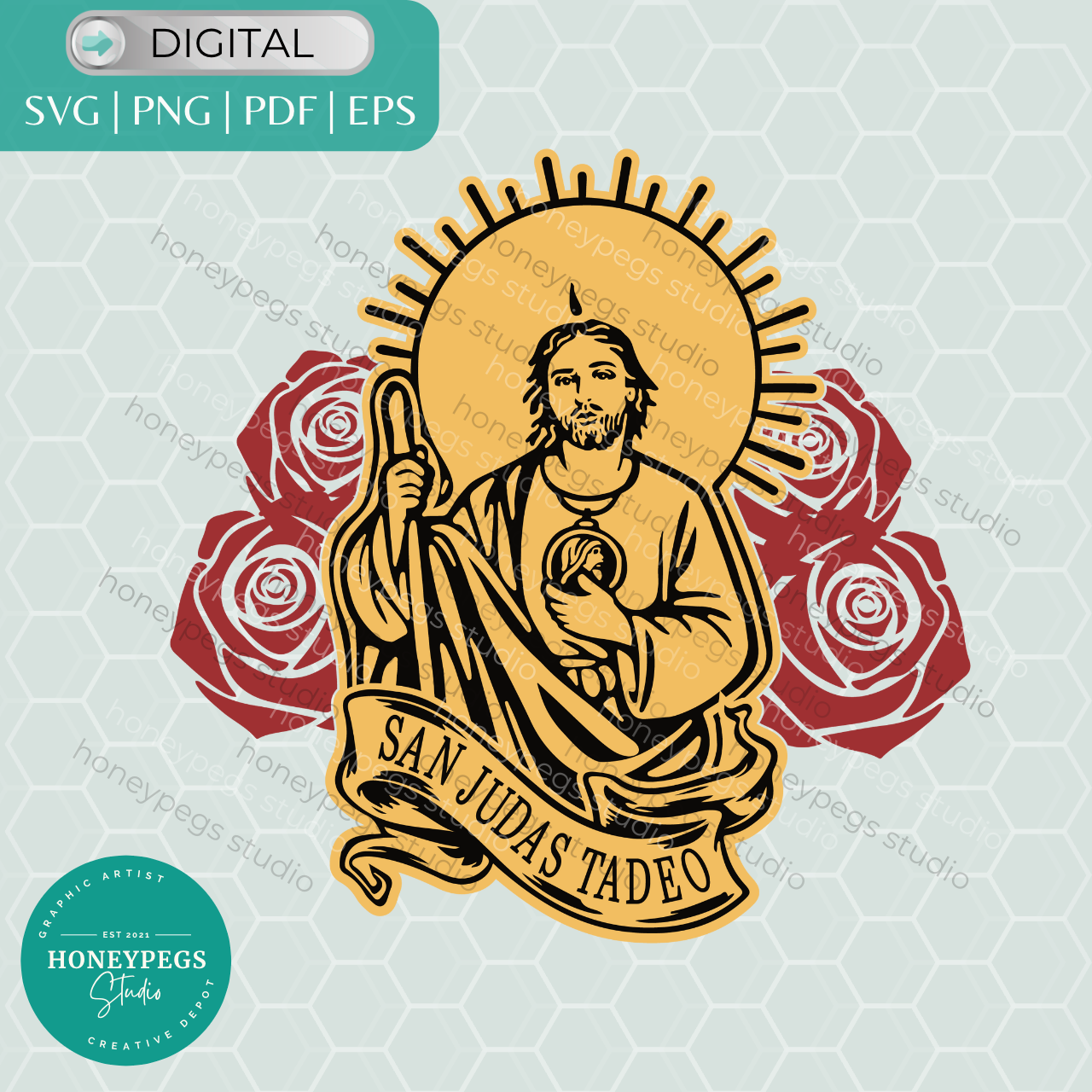 San Judas Tadeo SVG vector design – Honeypegs Studio